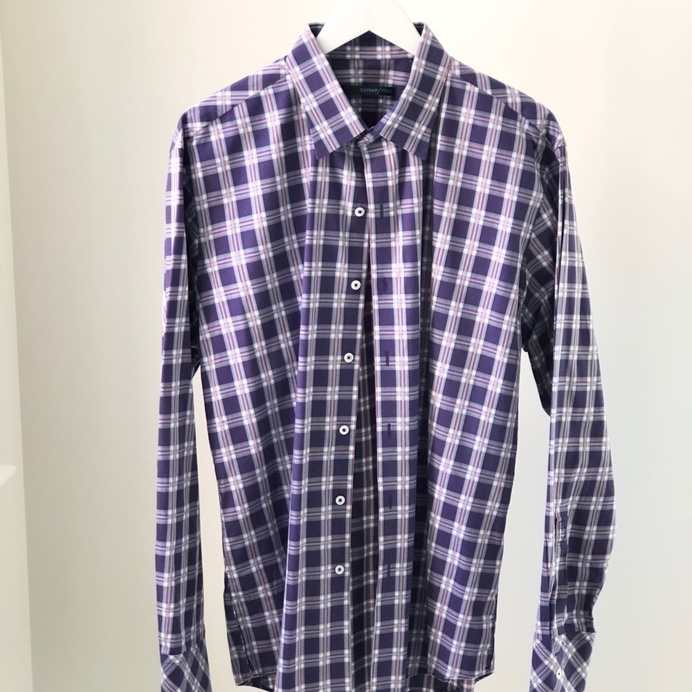 Zachary Prell Men’s Purple Long Sleeve Plaid Shirt XL